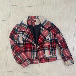 Girls Flannel Plaid Moto Jacket -Size 8